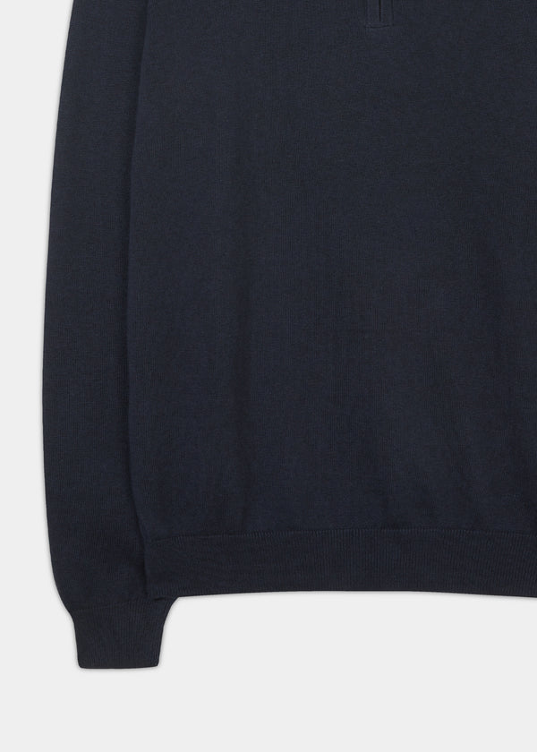Alan Paine Selhurst Cotton Cashmere 1/4 Zip Jumper In Dark Navy
