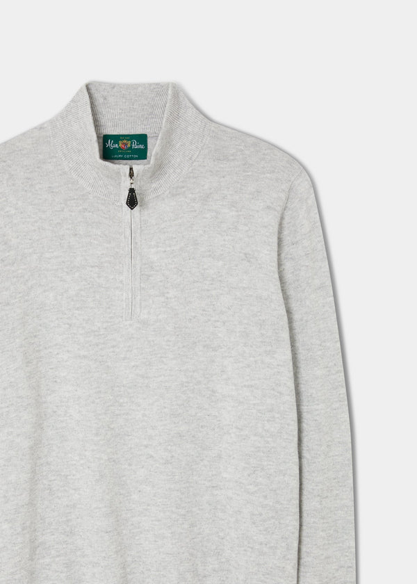 Alan Paine Selhurst Cotton Cashmere 1/4 Zip Jumper In Dove