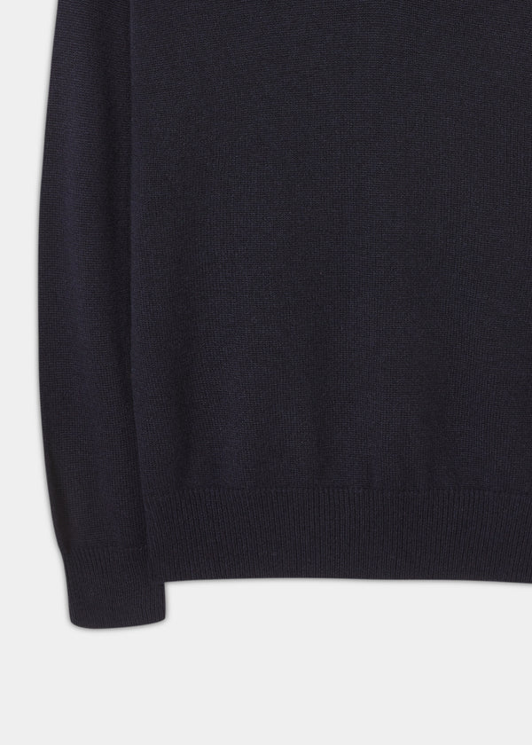 Alan Paine Selkirk Cashmere Jumper In Dark Navy - Classic Fit