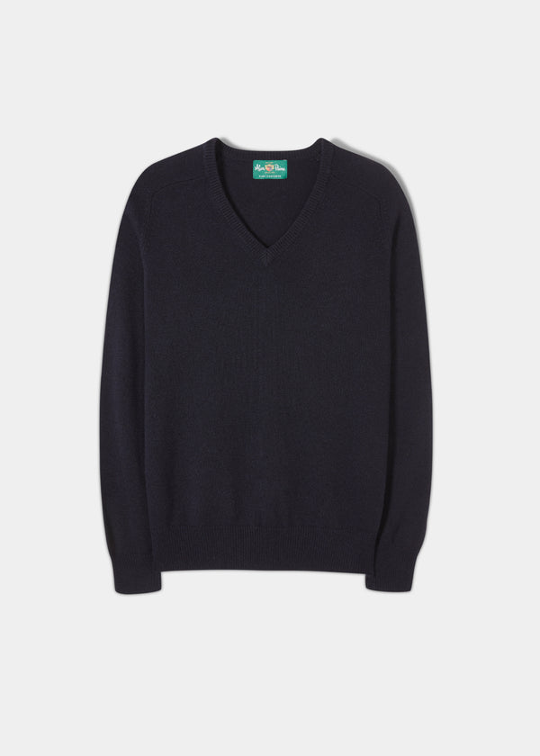 alan paine Selkirk Cashmere Jumper in Dark Navy - Classic Fit