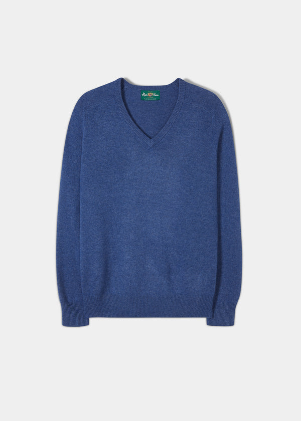 alan paine Selkirk Cashmere Jumper in Denim - Classic Fit