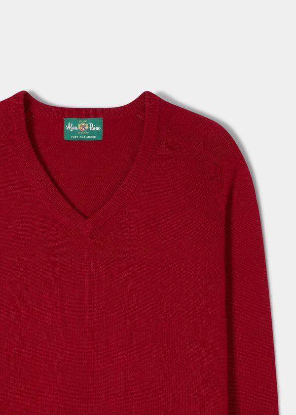 Alan Paine Selkirk Cashmere Jumper In Ruby - Classic Fit