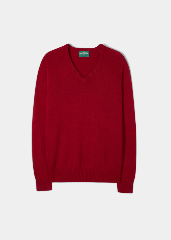 alan paine Selkirk Cashmere Jumper in Ruby - Classic Fit