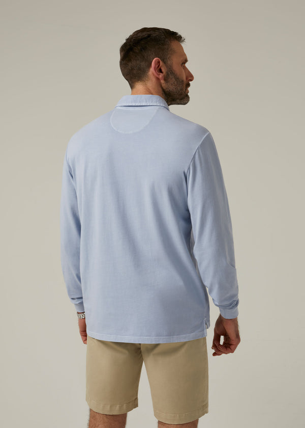 Alan Paine Storwood Long Sleeve Polo Shirt In Light Blue