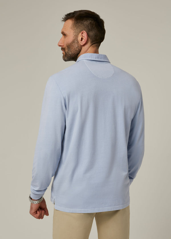 Alan Paine Storwood Long Sleeve Polo Shirt In Light Blue