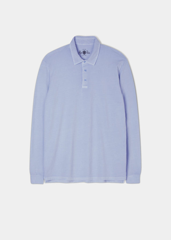 alan paine Storwood Long Sleeve Polo Shirt In Light Blue
