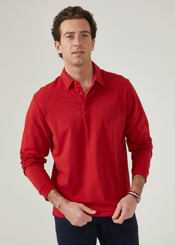 Alan Paine Storwood Long Sleeve Polo Shirt In Rosso