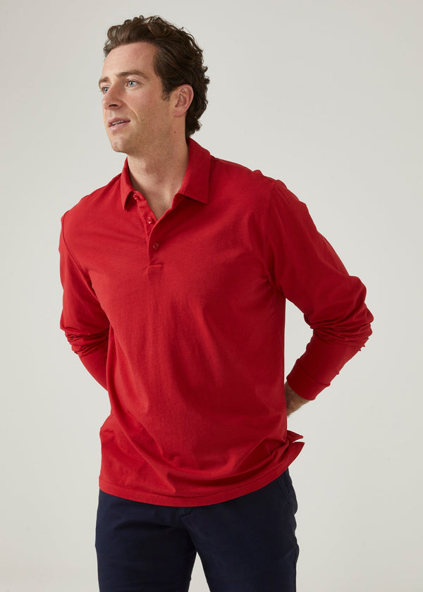 Alan Paine Storwood Long Sleeve Polo Shirt In Rosso