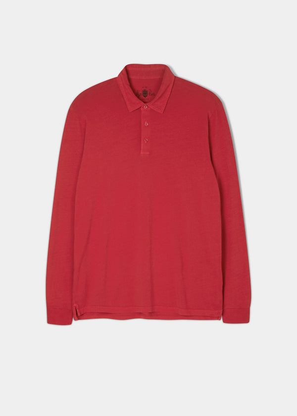 alan paine Storwood Long Sleeve Polo Shirt In Rosso
