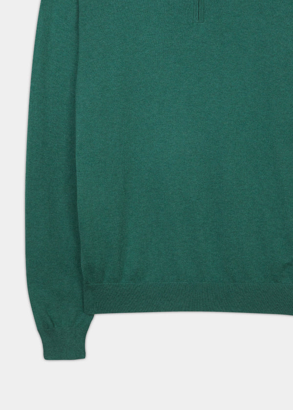 Alan Paine Stowbridge Luxury Cotton 1/4 Zip Jumper In Moorland