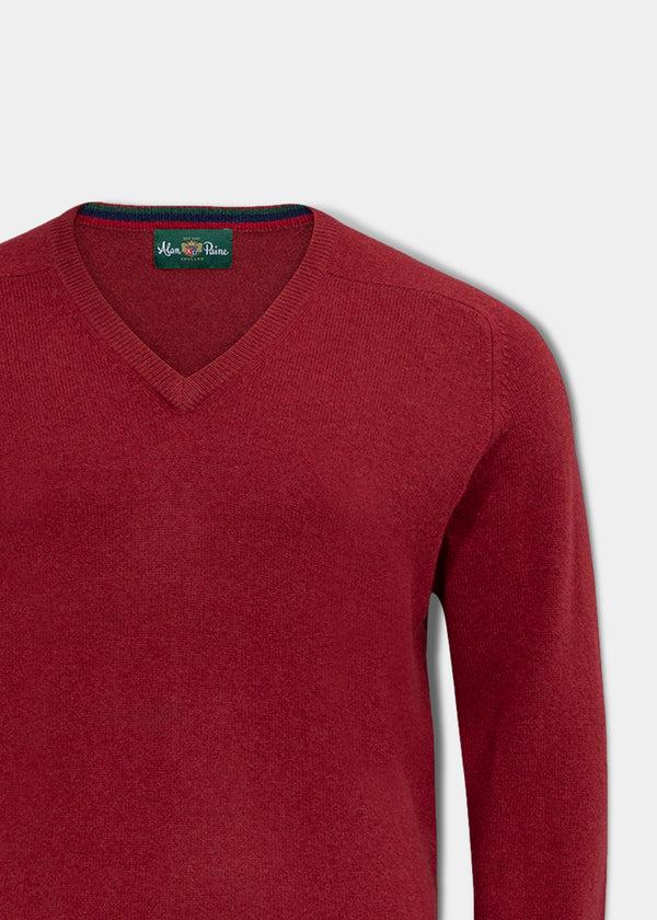 Alan Paine Streetly Men's V Neck Jumper In Magma - Classic Fit