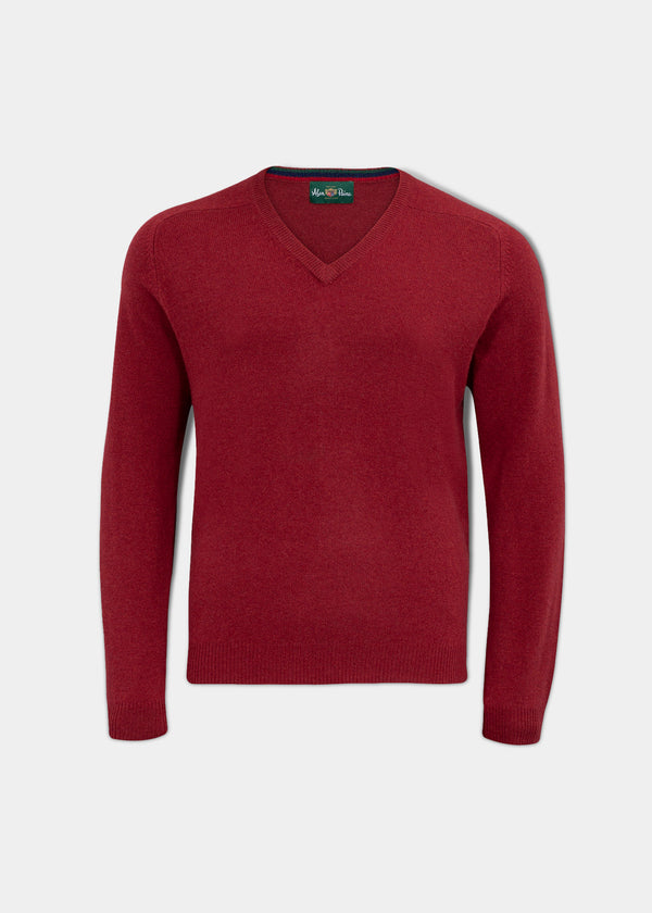 alan paine Streetly Men's V Neck Jumper In Magma - Classic Fit