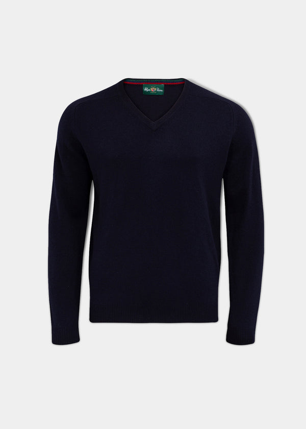 alan paine Streetly Men's V Neck Jumper In Navy - Classic Fit