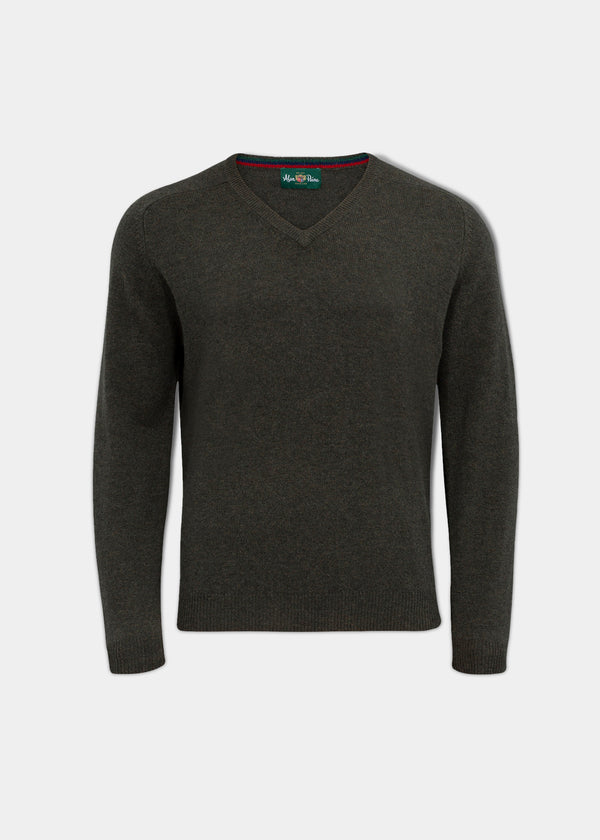 alan paine Streetly Men's V Neck Jumper In Seaweed - Classic Fit