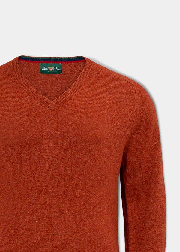 Alan Paine Streetly Men's V Neck Jumper In Tiger - Classic Fit