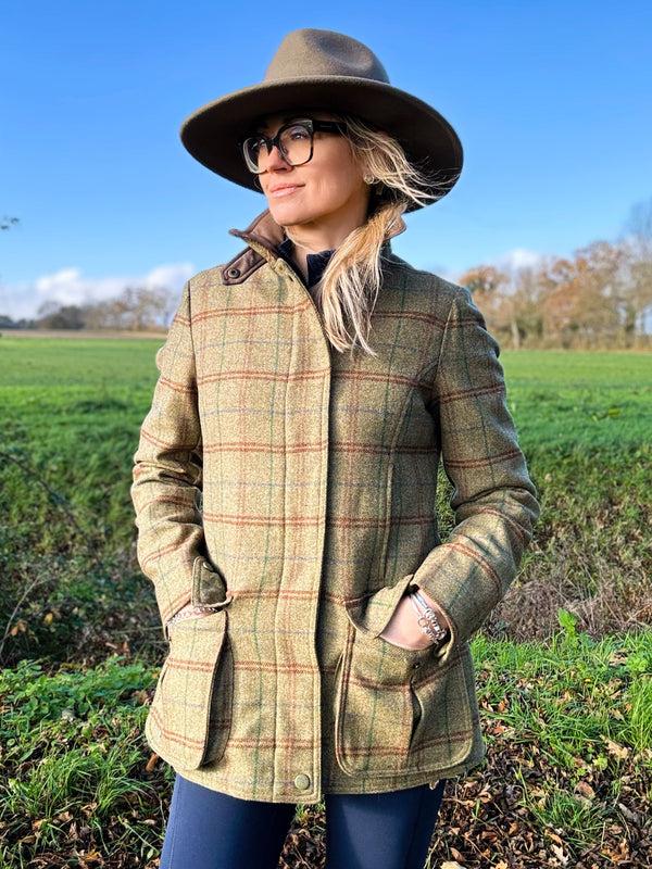 Alan Paine Surrey Ladies Tweed Coat In Clover - Regular Fit
