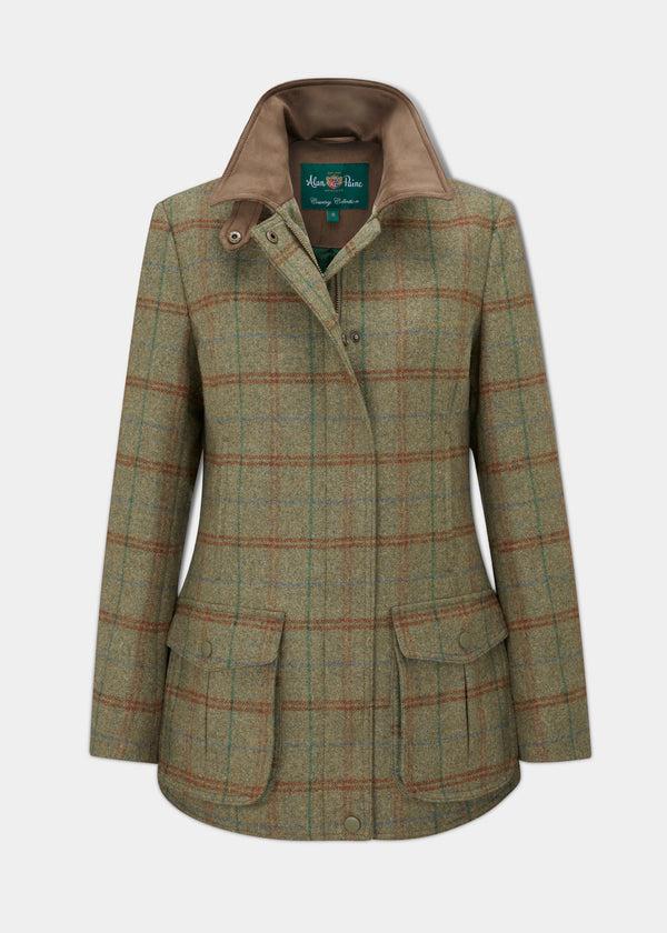 alan paine Surrey Ladies Tweed Coat In Clover - Regular Fit alan paine Surrey Ladies Tweed Coat In Clover - Regular Fit
