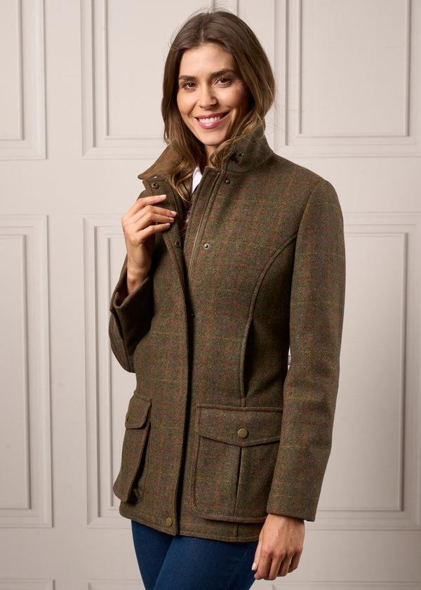Alan Paine Surrey Ladies Tweed Coat In Hemlock - Regular Fit