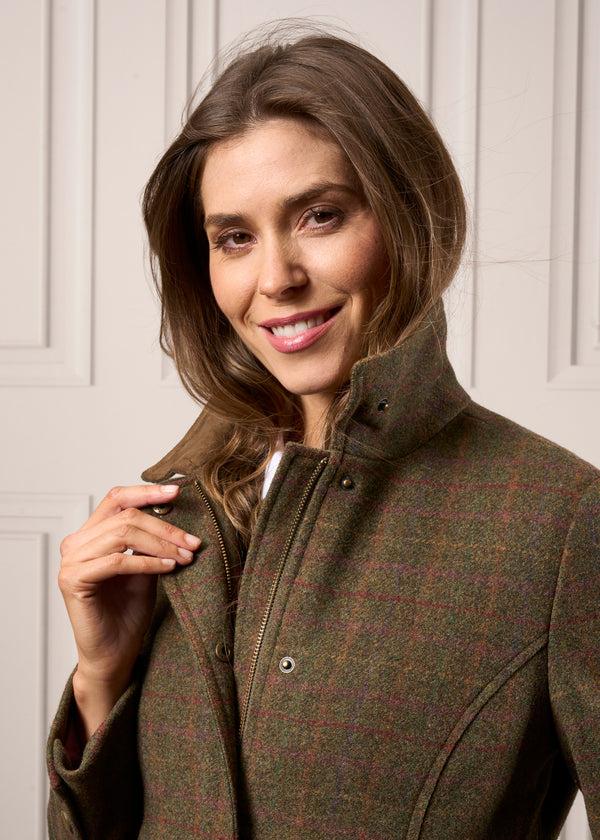 Alan Paine Surrey Ladies Tweed Coat In Hemlock - Regular Fit