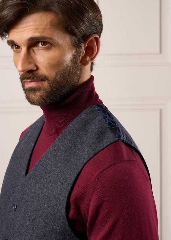 Alan Paine Surrey Men's Tweed Lined Country Waistcoat In Blue - Regular Fit