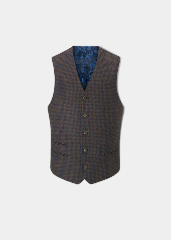 alan paine Surrey Men's Tweed Lined Country Waistcoat In Bramble - Regular Fit