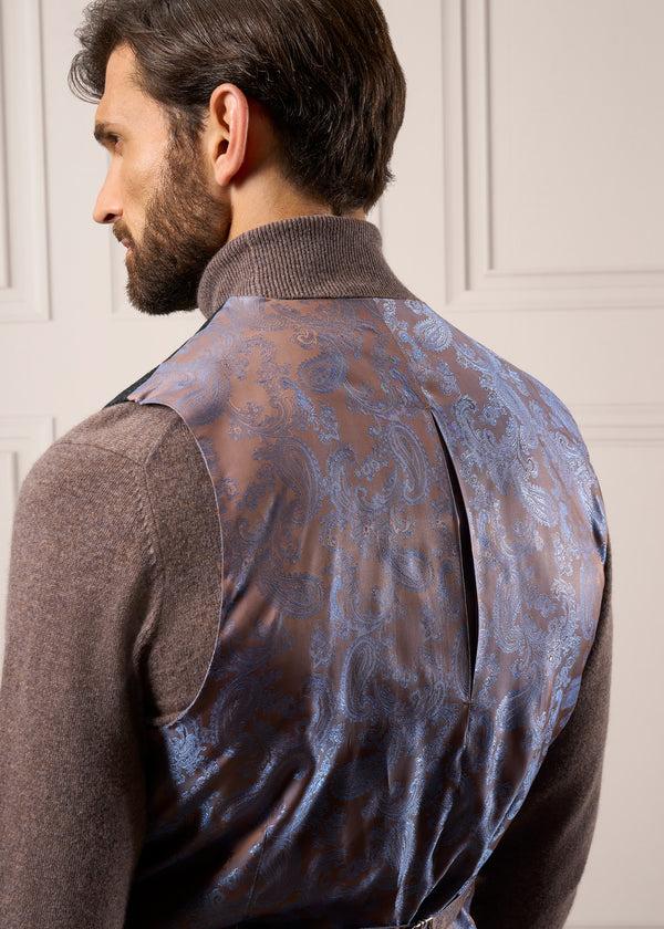 Alan Paine Surrey Men's Tweed Lined Country Waistcoat In Green Check - Regular Fit