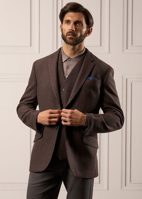 Alan Paine Surrey Tweed Lined Blazer In Bramble - Regular Fit