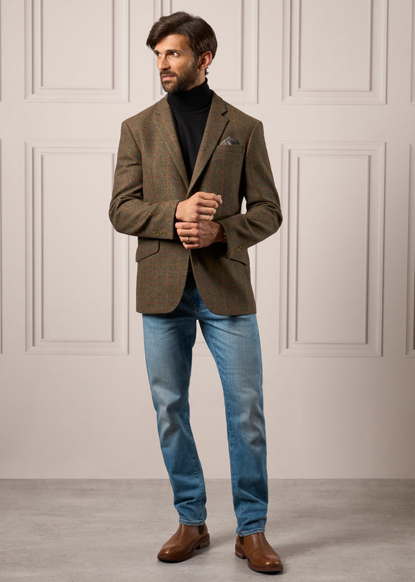Alan Paine Surrey Tweed Lined Blazer In Hemlock - Regular Fit