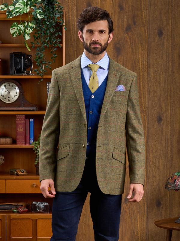 Alan Paine Surrey Tweed Lined Blazer In Meadow - Regular Fit