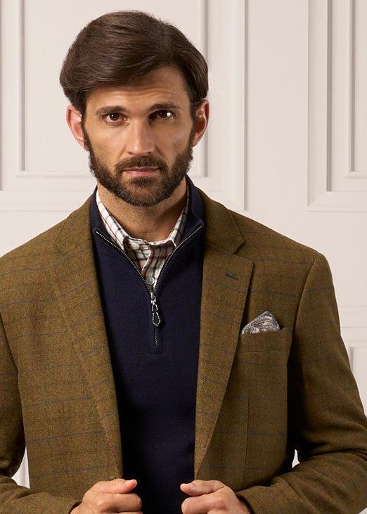 Alan Paine Surrey Tweed Lined Blazer In Moor - Regular Fit