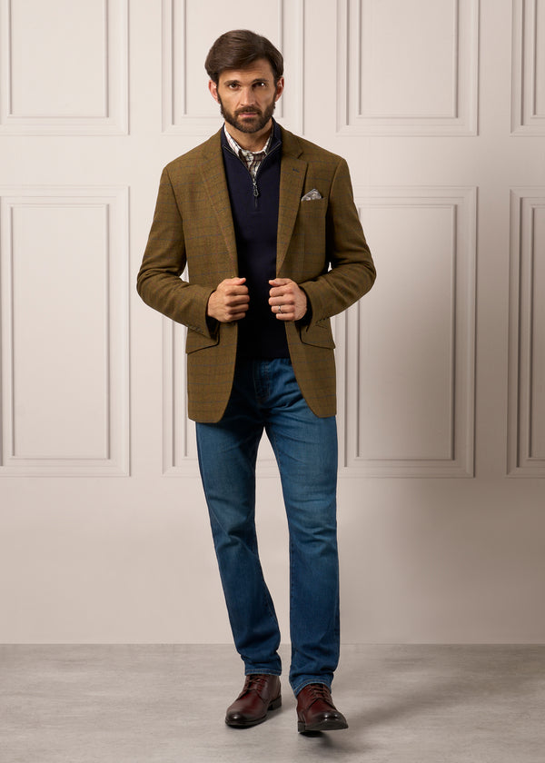 Alan Paine Surrey Tweed Lined Blazer In Moor - Regular Fit