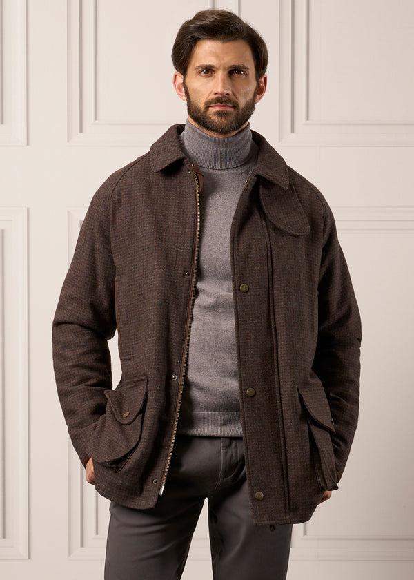 Alan Paine Surrey Waterproof Tweed Coat In Bramble - Shooting Fit