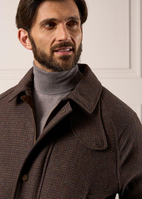 Alan Paine Surrey Waterproof Tweed Coat In Bramble - Shooting Fit