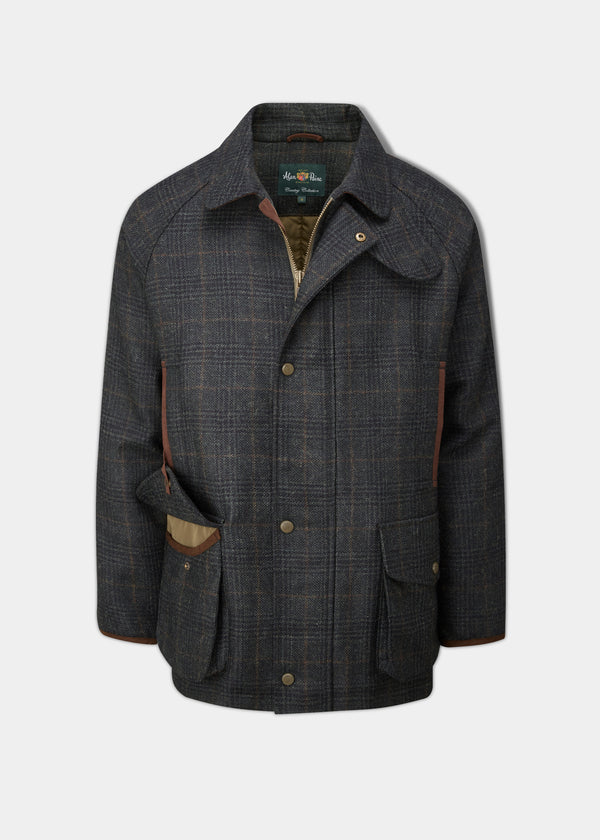 alan paine Surrey Waterproof Tweed Coat In Green Check - Shooting Fit alan paine Surrey Waterproof Tweed Coat In Green Check - Shooting Fit