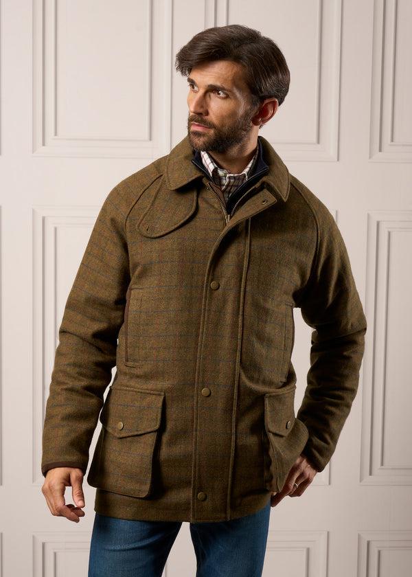 Alan Paine Surrey Waterproof Tweed Coat In Moor - Shooting Fit