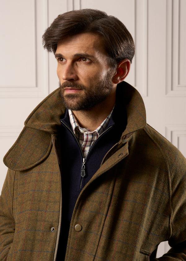 Alan Paine Surrey Waterproof Tweed Coat In Moor - Shooting Fit