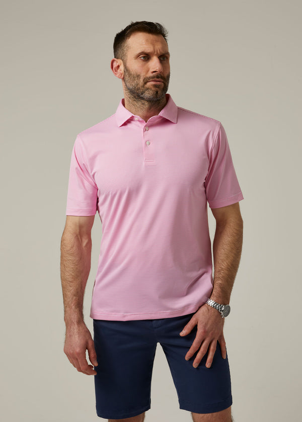 Alan Paine Waterbeach Striped Polo Shirt In Carnation - Sports Fit