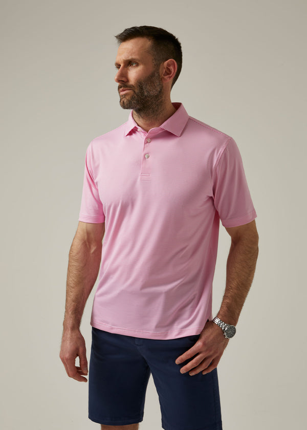 Alan Paine Waterbeach Striped Polo Shirt In Carnation - Sports Fit