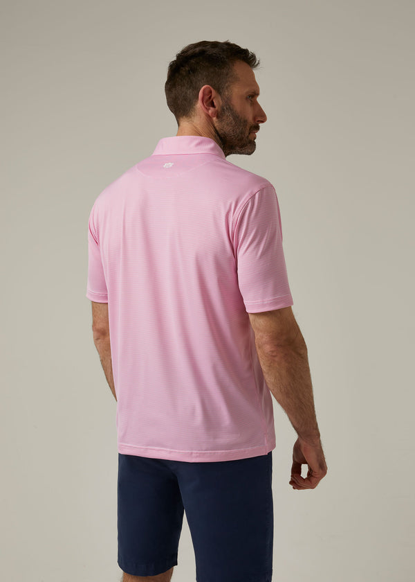 Alan Paine Waterbeach Striped Polo Shirt In Carnation - Sports Fit