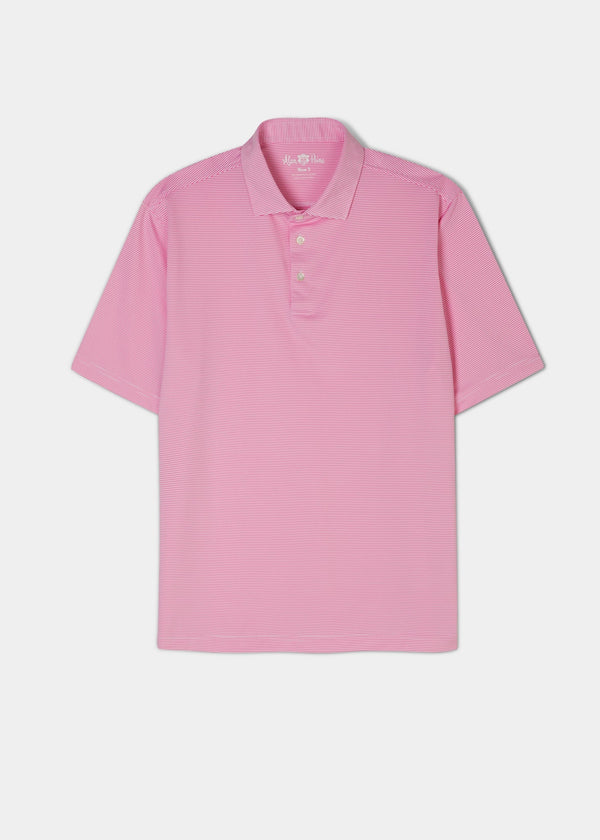 alan paine Waterbeach Striped Polo Shirt In Carnation - Sports Fit