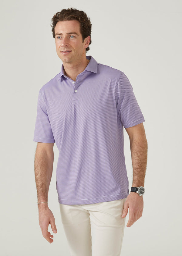 Alan Paine Waterbeach Striped Polo Shirt In Plum - Sports Fit