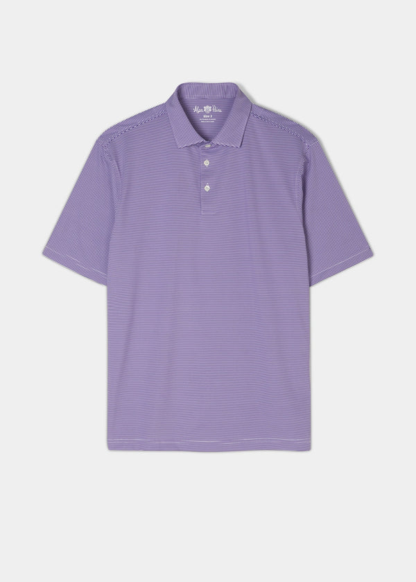 alan paine Waterbeach Striped Polo Shirt In Plum - Sports Fit