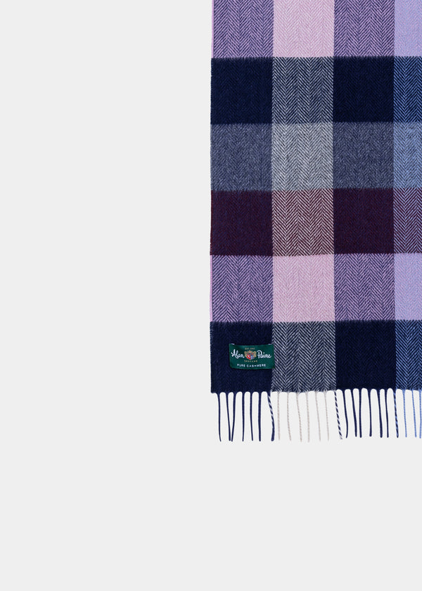Alan Paine Westhay Men's Block Check Cashmere Scarf In Bordeaux