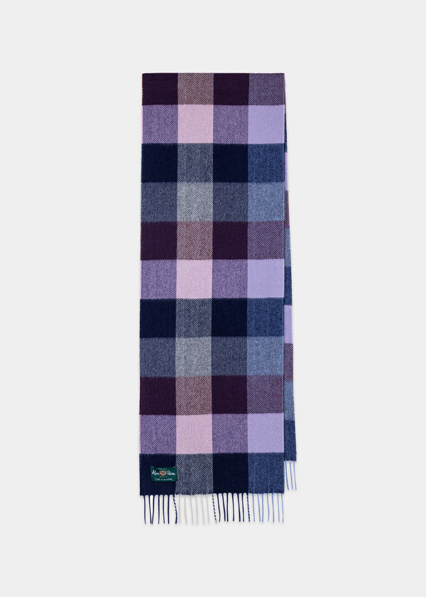 alan paine Westhay Men's Block Check Cashmere Scarf In Bordeaux