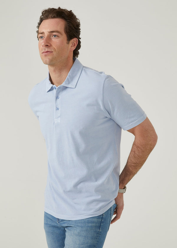 Alan Paine Weymouth Washed Effect Polo Shirt In Light Blue