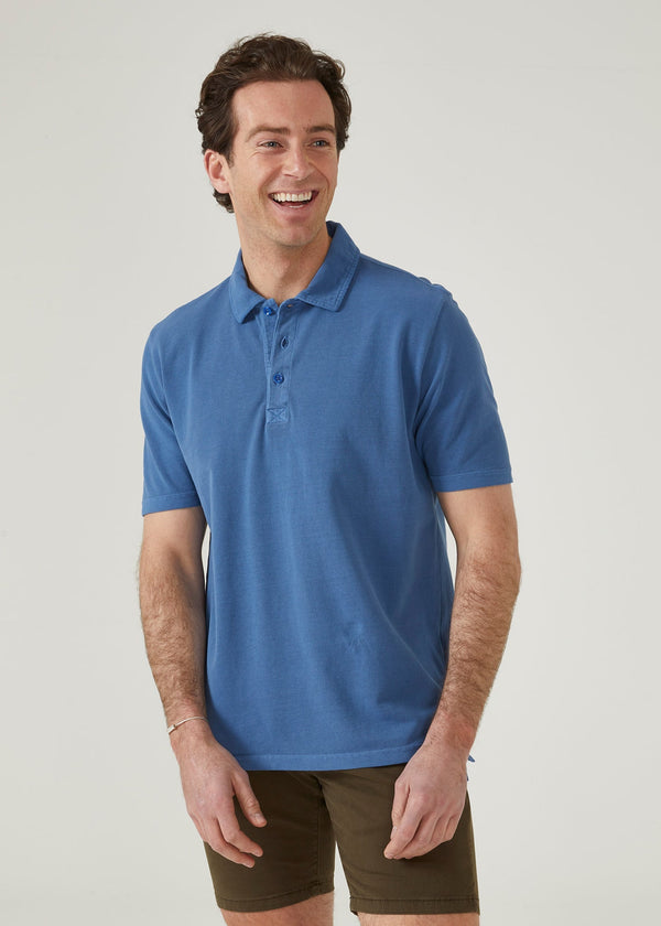 Alan Paine Weymouth Washed Effect Polo Shirt In Regatta