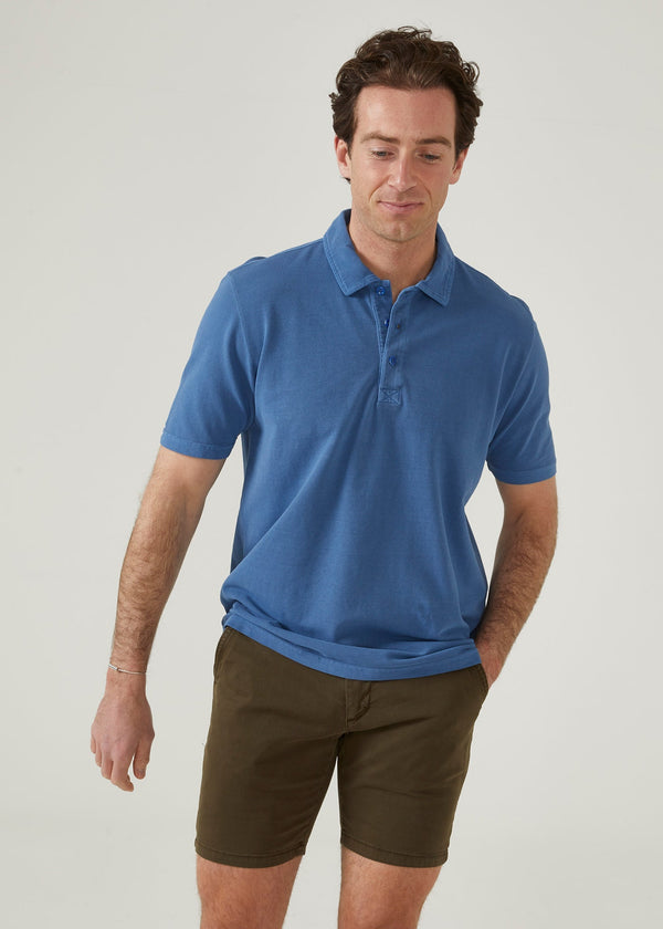 Alan Paine Weymouth Washed Effect Polo Shirt In Regatta