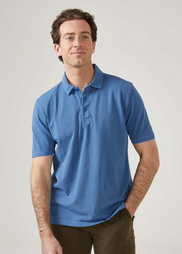 Alan Paine Weymouth Washed Effect Polo Shirt In Regatta