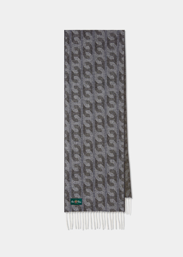alan paine Wolvey Patterned Cashmere Scarf In Olive