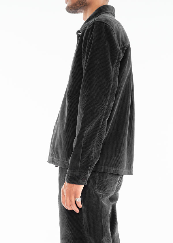 Albam Chore Cord Jacket In Washed Black